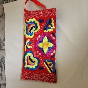 Embroidered Accessory Wristlet w/zipper